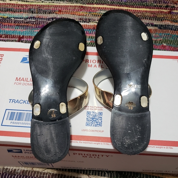 Bamboo Black And Gold Metallic Sandals Size 7 38EU - Picture 2 of 12